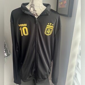 Lionel Messi Argentina National Futbol Team Track Jacket Black/Yellow Size Large